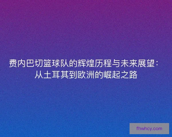 费内巴切篮球队的辉煌历程与未来展望：从土耳其到欧洲的崛起之路