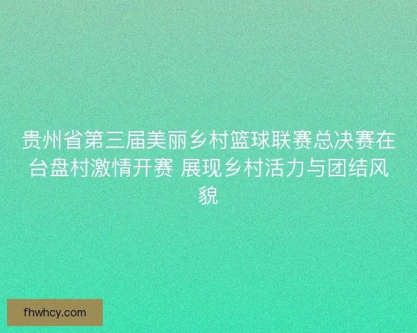 贵州省第三届美丽乡村篮球联赛总决赛在台盘村激情开赛 展现乡村活力与团结风貌